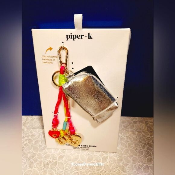 VIRAL Piper K Silver Bag Charm with Colorful Keychain - Picture 1 of 2